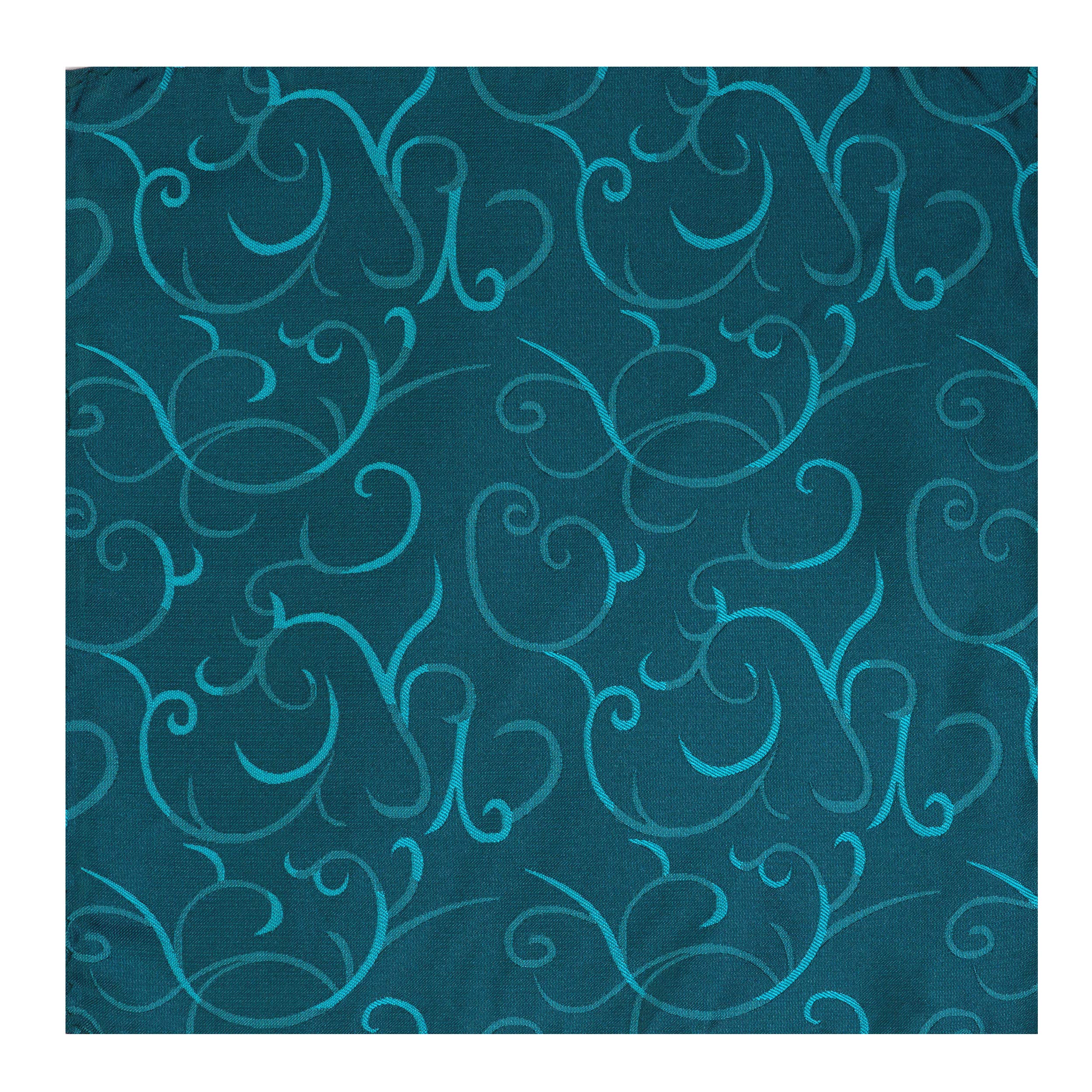 Abel & Burke Teal Modern Scroll Wedding Pocket Square #AB-TPH1002/5