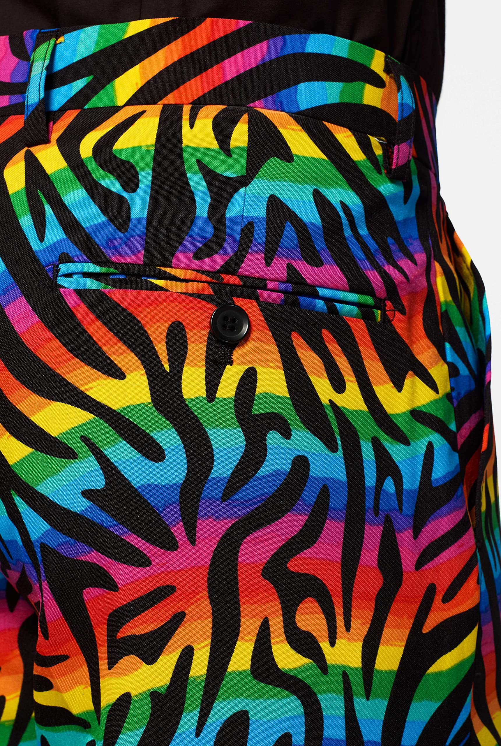 OppoSuits Lustige Verrückt Abschlussball Anzüge für Herren - Komplettes Set: Jackett, Hose und Krawatte,Wild Rainbow,50