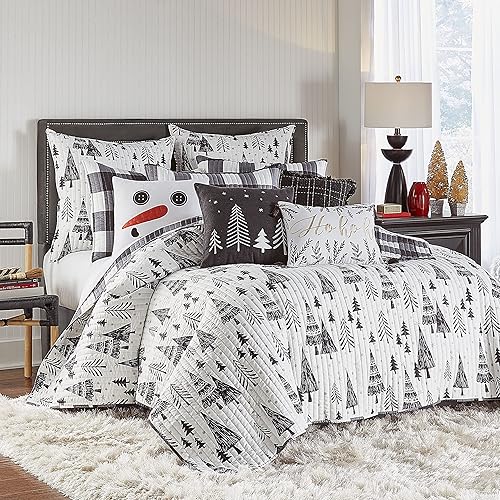 Miniatura 3 de Levtex Home Merry & Bright Collecion - Estrella del Norte - Almohada decorativa (18 x 18 pulgadas) - Frosty The Snowman Face - Negro, blanco y