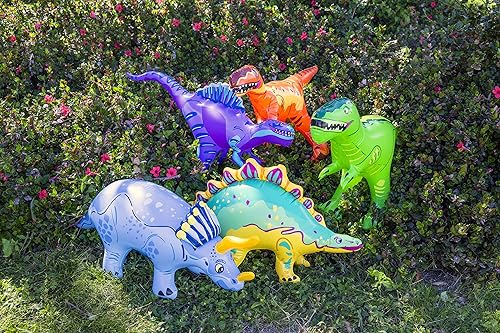 Miniatura 7 de Juego de juguetes inflables de dinosaurio con bomba  Juego de dinosaurios jurásicos con T-Rex, triceratops, espinosaurio, estegosaurio  regalo de