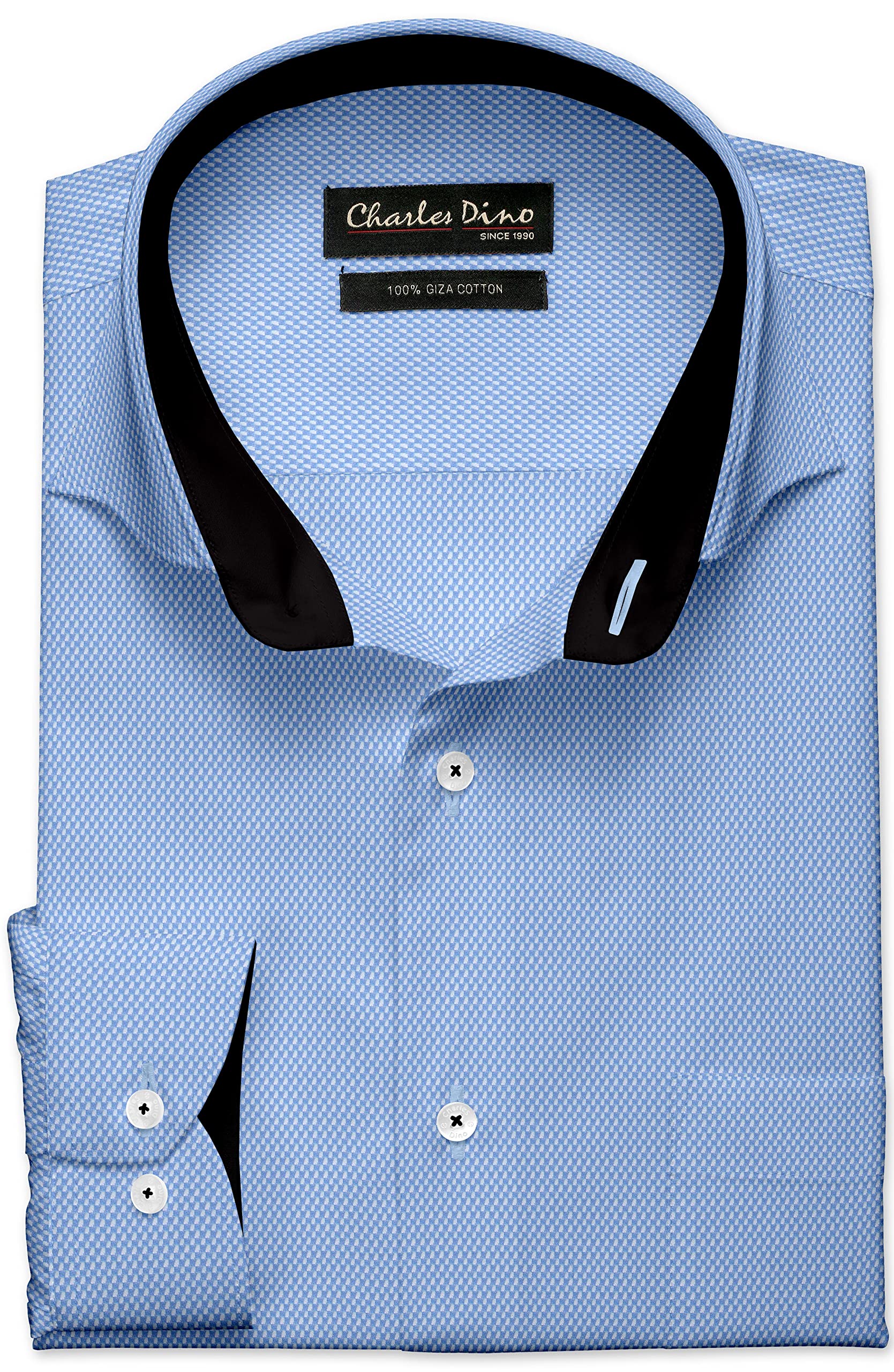 Men's 100% Giza Cotton Light Blue Birdseye Weave for Formal/Casual Wear