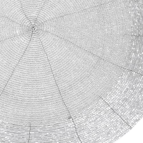 Miniatura 7 de Light & Pro Manteles individuales con cuentas para mesa de comedor, rústico de granja hechos a mano, con purpurina, cargador para Navidad, Pascua,