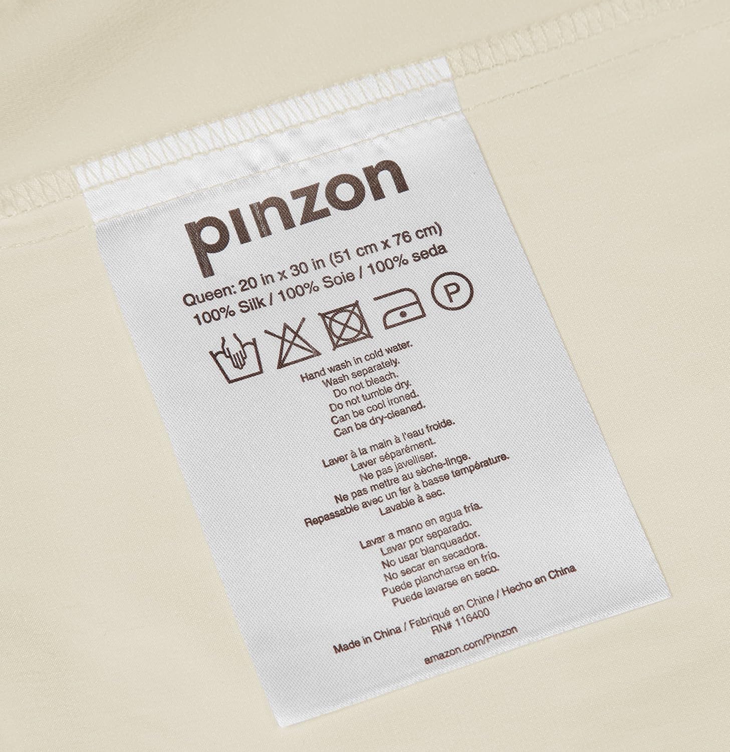 Amazon Brand – Pinzon Mulberry Silk Pillowcase - Standard, Ivory