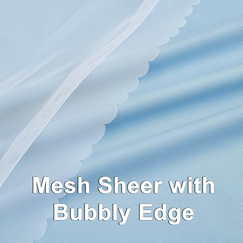 Miniatura 5 de Bujasso Cortinas 90% opacas de color azul cielo con superposición transparente, mezcla y combinación, paneles de ventana de doble capa con