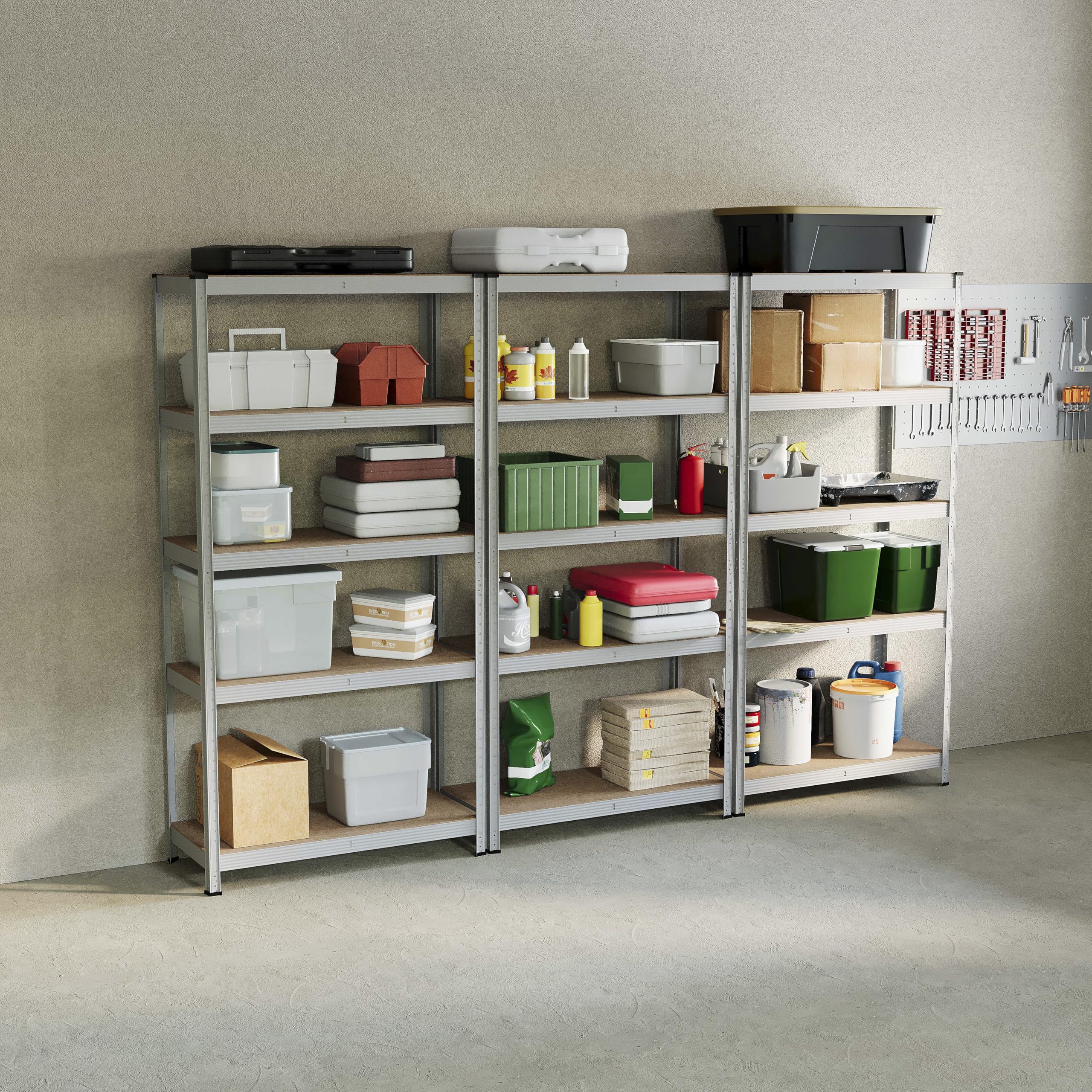 Home Vida 5 Tier Galvanised Heavy Duty Adjustable Steel Garage Shelving Unit (H) 1800mm (W) 900mm - 875kg Weight Capacity