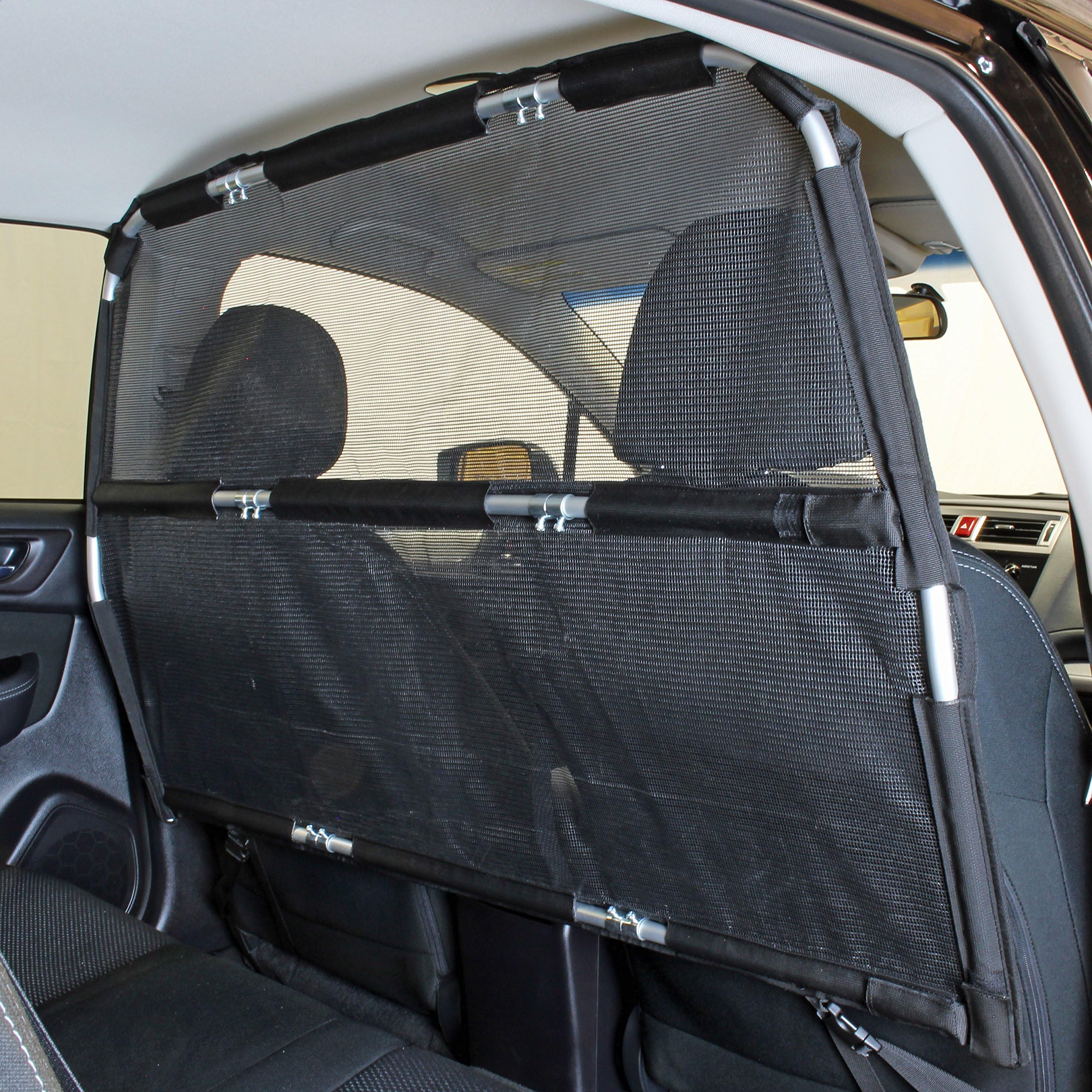 Bushwhacker Deluxe 50" Wide Dog Barrier for Cars, SUVs, Trucks, and CUVs โ Pet Restraint Backseat Divider | Mesh Net Screen Shield Behind Front or Rear Seats Cargo Area โ Ideal for Travel Safety
