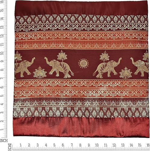 Miniatura 5 de AeraVida Juego de fundas de cojín de seda con diseño de elefantes tailandeses de vino tinto | Elegantes fundas de almohada decorativas para el hogar