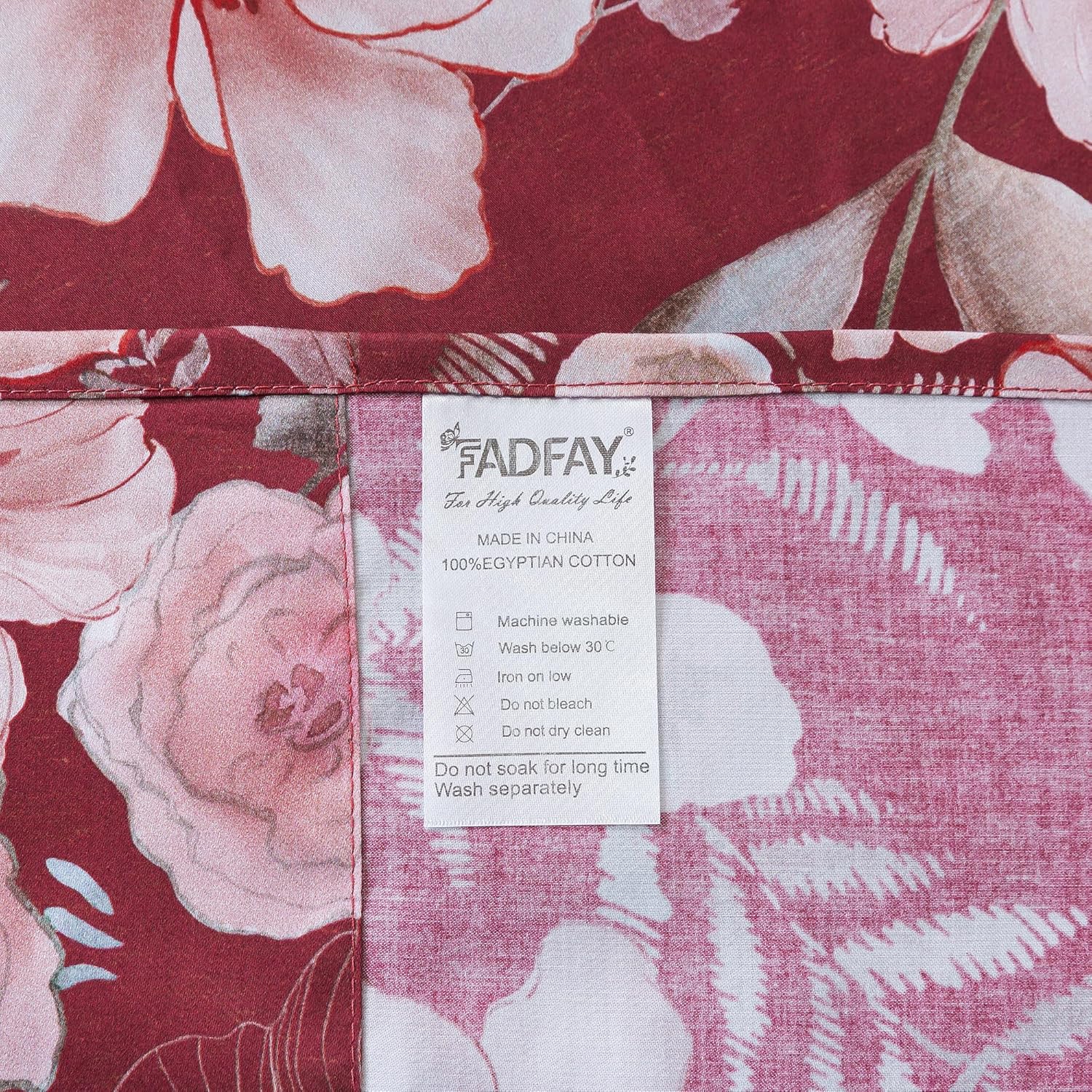 FADFAY Floral Sheets Set King Vintage Red Floral Bedding Shabby Pink Rose Elegant Peony Sheets Rustic Farmhouse Bedding 800 Thread Count 100% Egyptian Cotton Deep Pocket Fitted Sheet 4Pcs, King Size - Image 8
