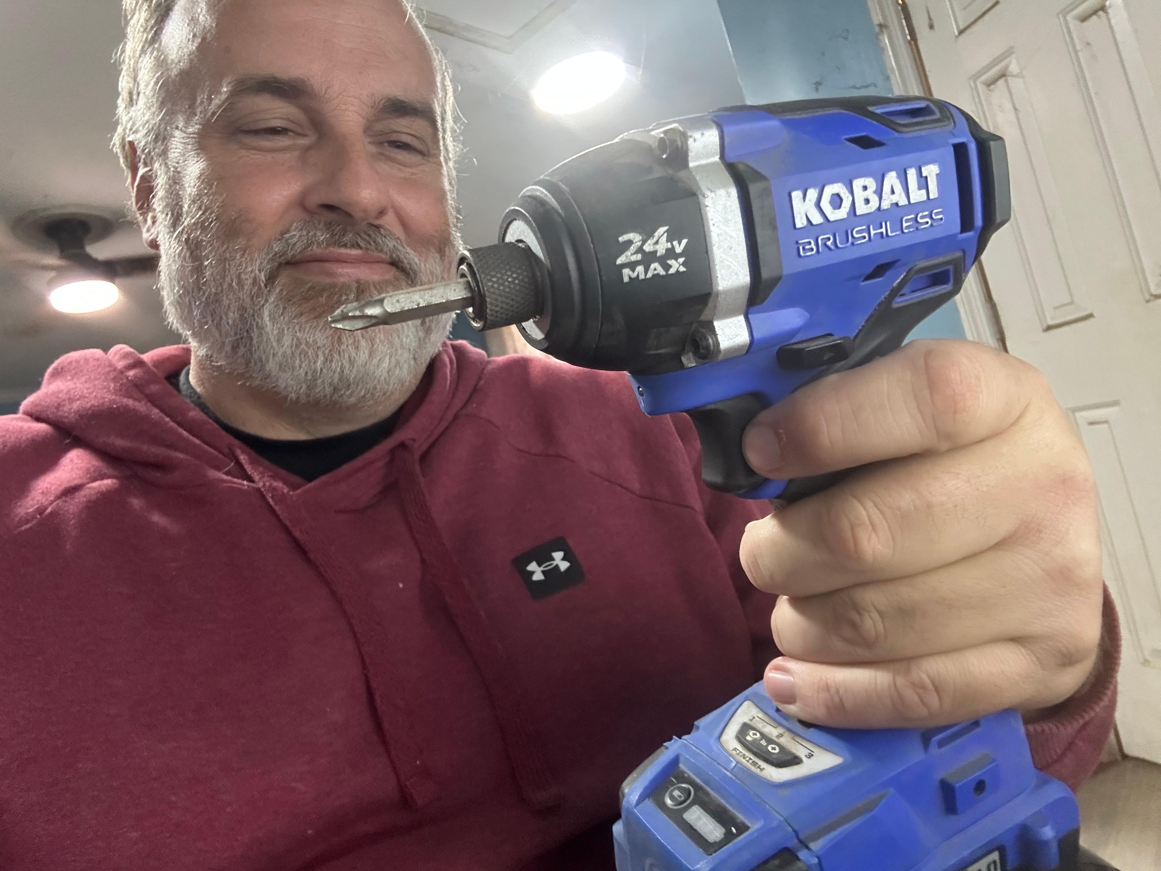 Kobalt 24-Volt Max-Volt 3/8-in Drive Cordless Impact Wrench in use