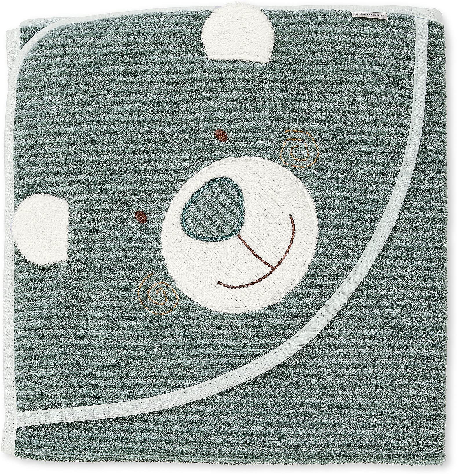 Sterntaler Kapuzenbadetuch Bär Ben, Alter: ab 0 Monaten, 100 x 100 cm, Baumwolle , Mittelgrün