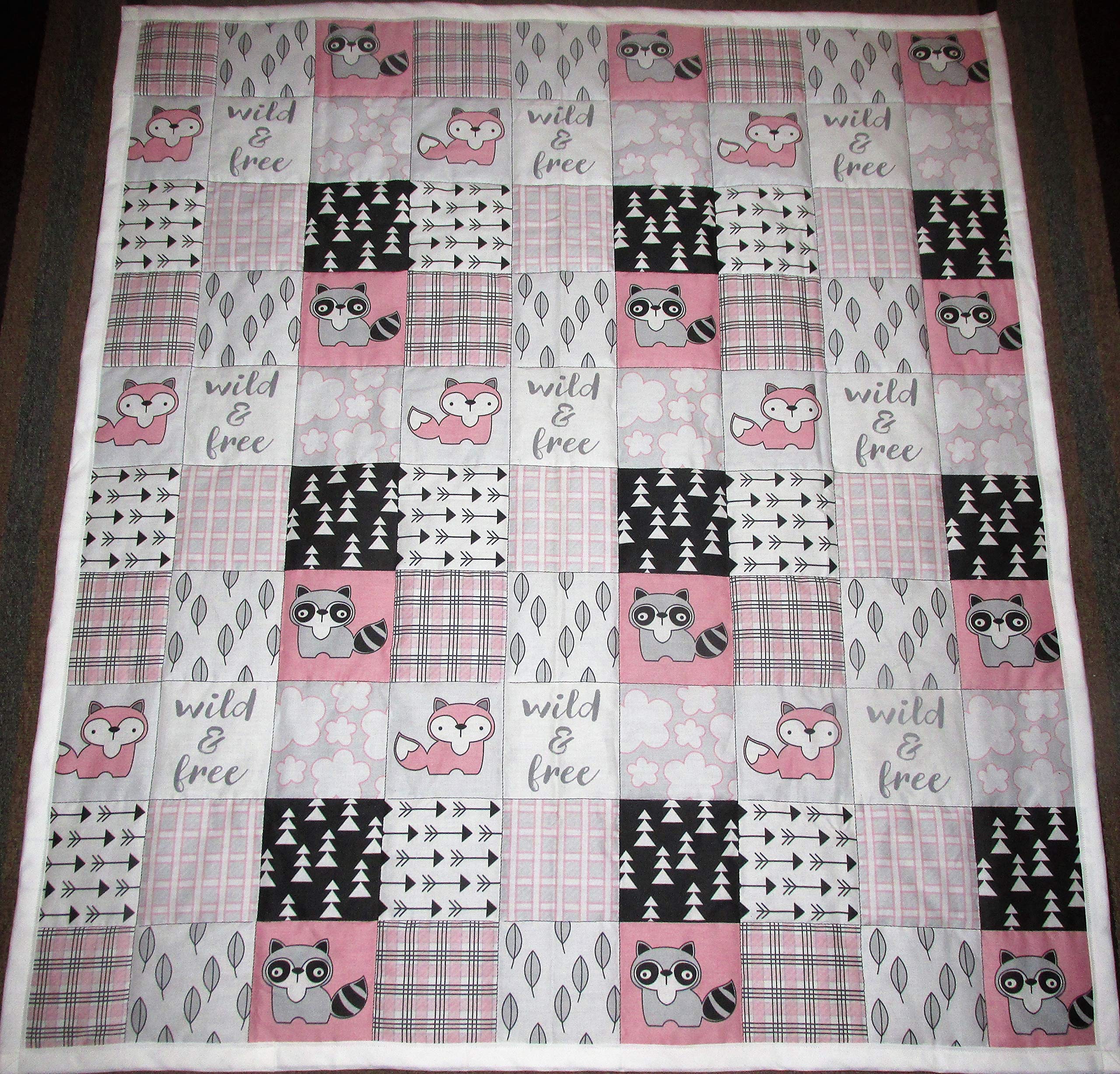 Handmade Personalized Wild&Free Foxes Crib Quilt