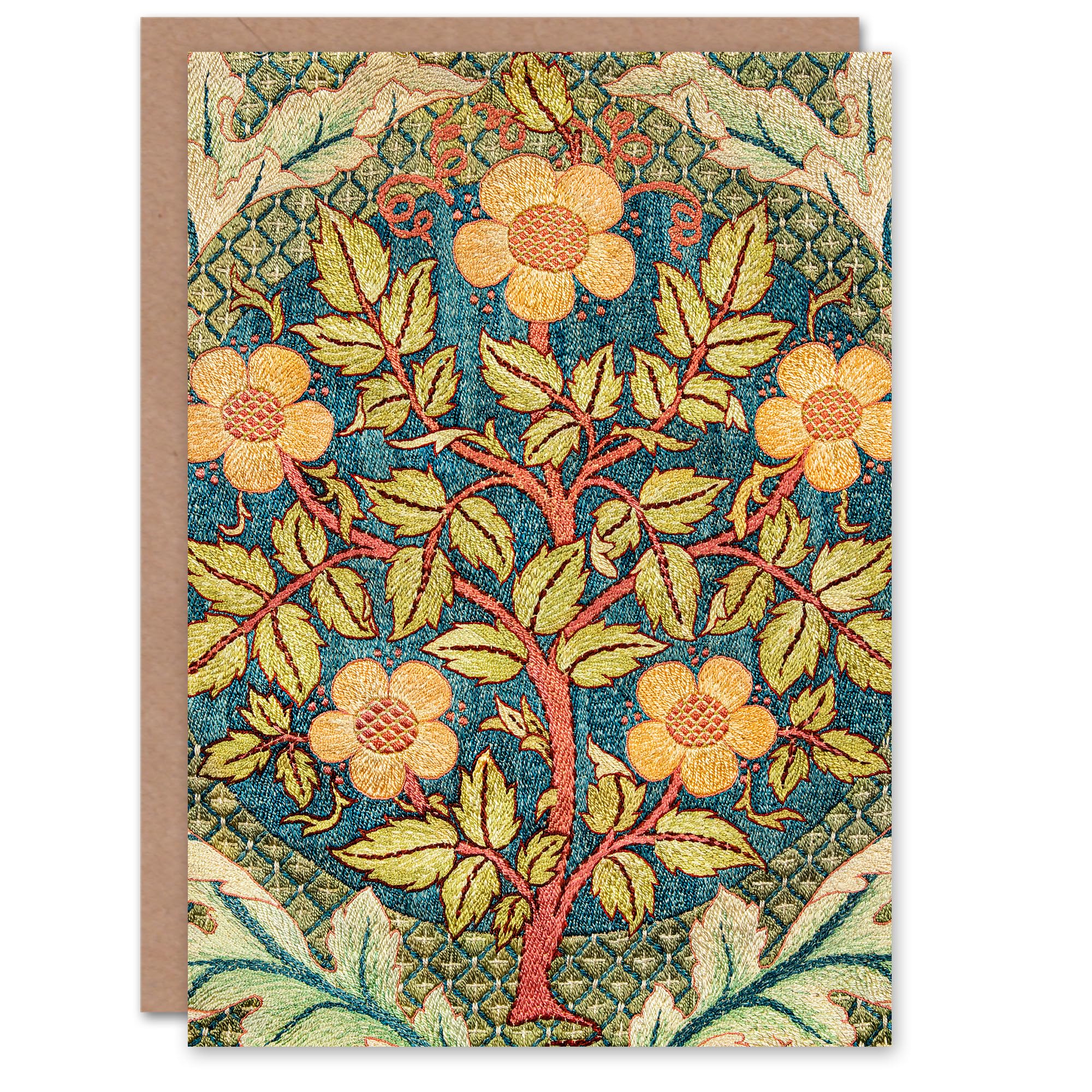 Artery8 William Morris Art Card Rose Wreath Embroidery Pattern