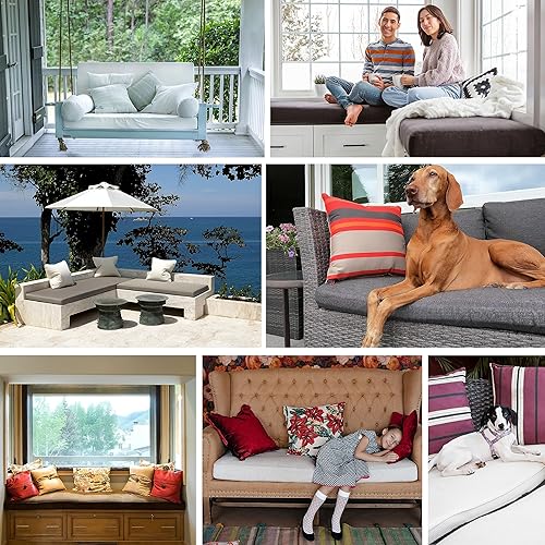 Miniatura 5 de Amorita Cojín de banco de tamaño personalizado, cojines suaves para silla de banco para ventana de bahía, sofá, patio, muebles de exterior e