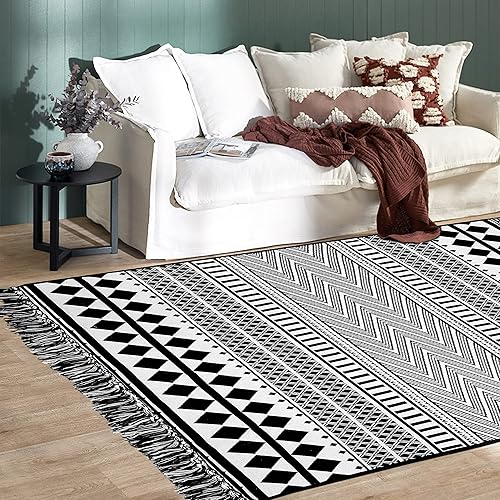 Miniatura 385 de IOHOUZE Alfombra lavable de 4 x 6 pies con parte trasera de goma antideslizante tejida para interiores y exteriores, alfombra para entrada