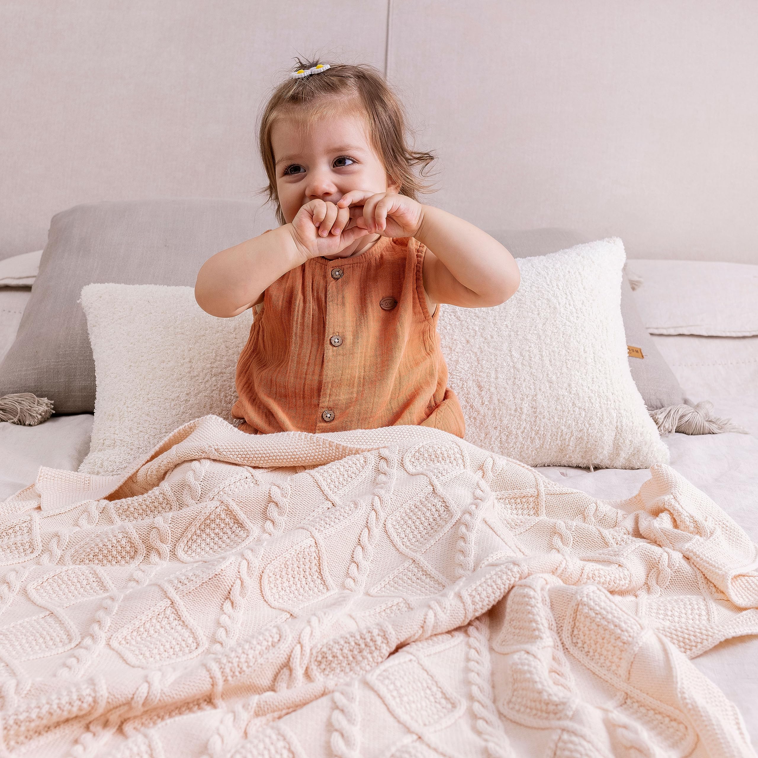 do what you love - Manta de punto para bebé para niñas y niños, suave y acogedora, de algodón orgánico, manta para envolver al bebé, manta para cochecito de bebé, para recién nacidos, bebés, niños