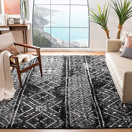 Colección Safavieh Adirondack ADR111A - Tapete bohemio envejecido contemporáneo plateado y negro 26 x 10