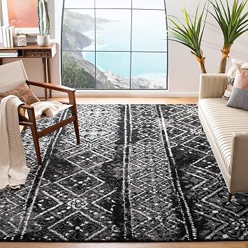 SAFAVIEH Adirondack Collection Area Rug - 10' x 14', Black & Silver, Moroccan Boho Distressed Design, Non-Shedding & Easy Care, Ideal for High Traffic Areas in Living Room, Bedroom (ADR111C)