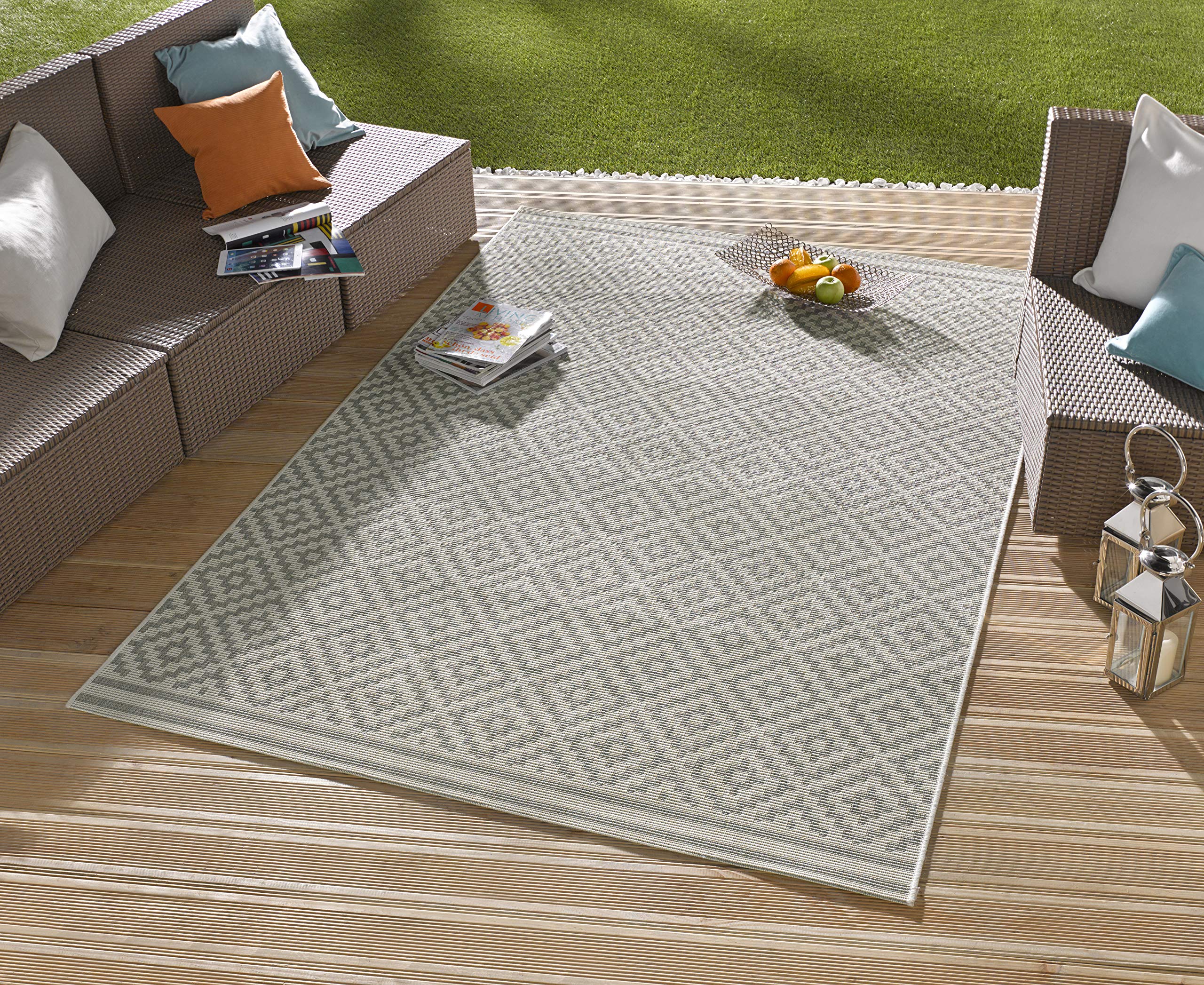 NORTHRUGS Match tapijt voor binnen en buiten, weerbestendig, modern, effen patroon, loper voor balkon, terras, tuin, serre, woonkamertapijt, waterdicht, beige