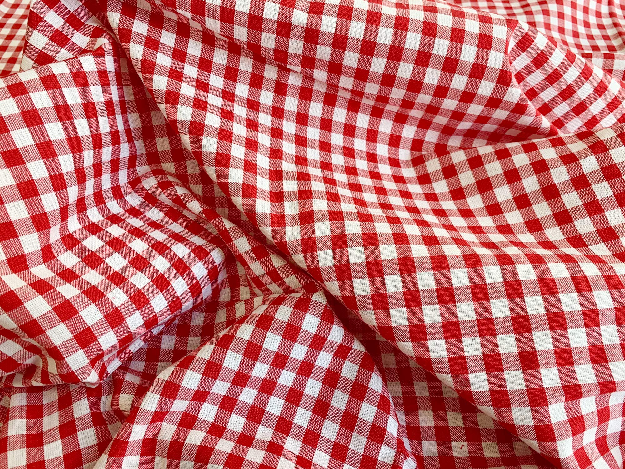 Red & White Small Gingham Check Fabric 1/8"- 100% Cotton - Craft Fabric by the Metre - 144 cm (JLC0135RED)