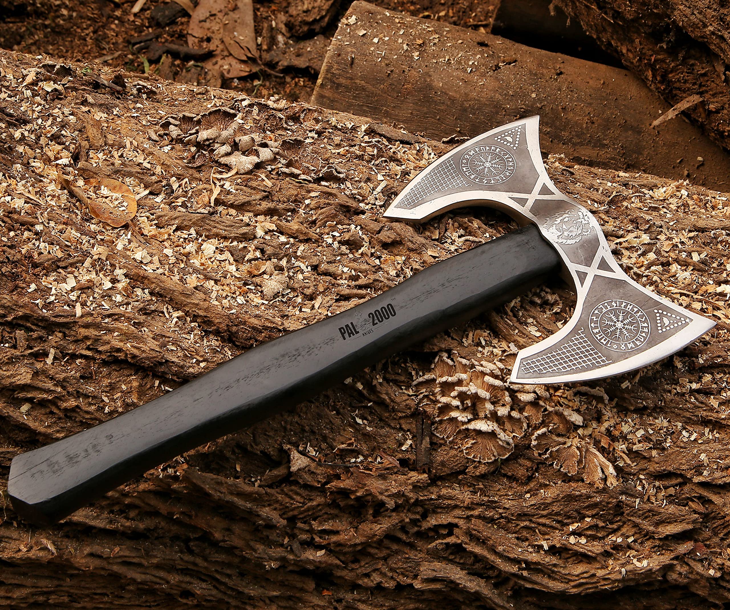 Hache de combat Viking à double tranchant - acier au carbone 1066 forgé