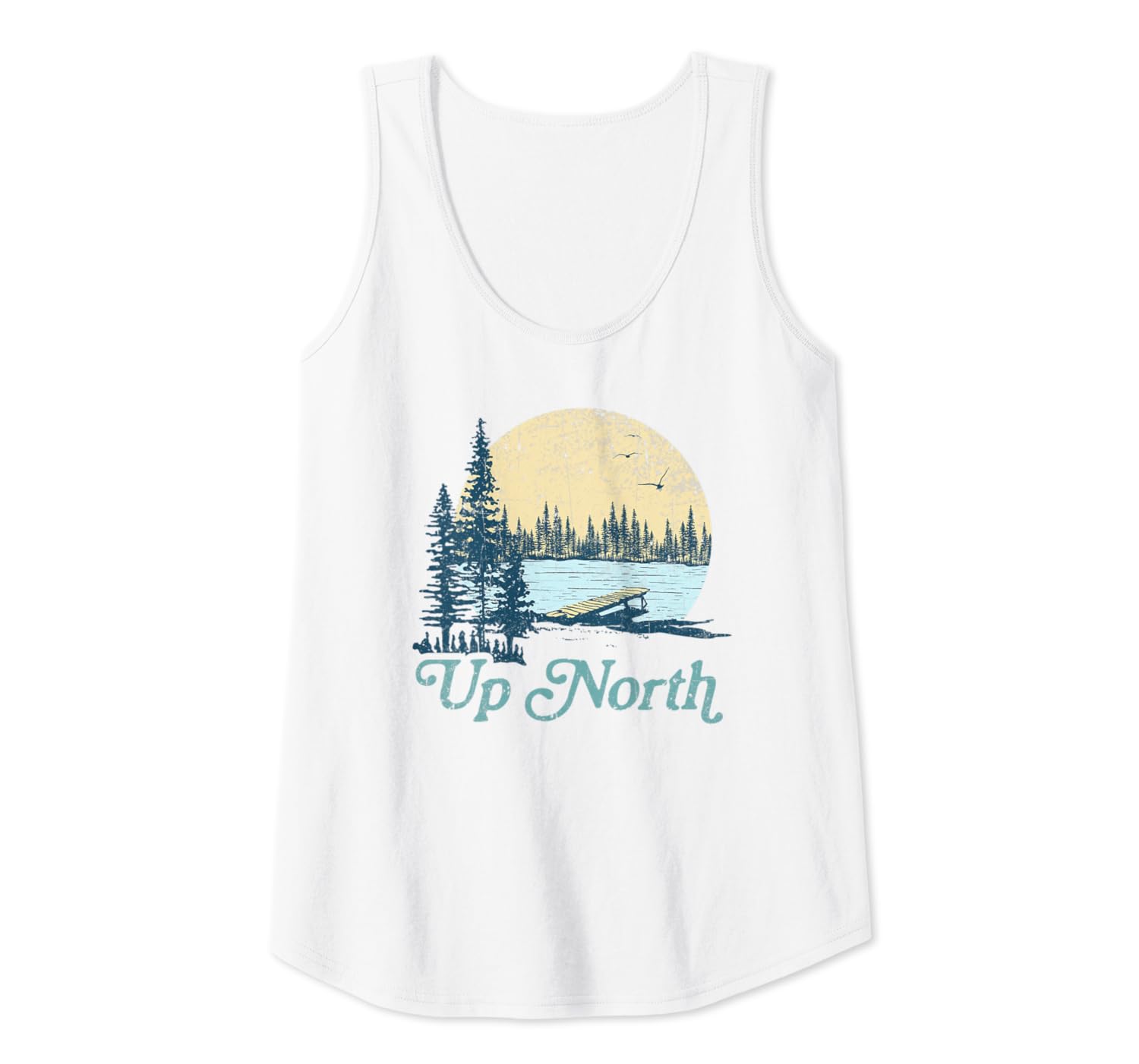Amazon Com Up North Vintage Lake Sunset Pine Tree Retro Rustic