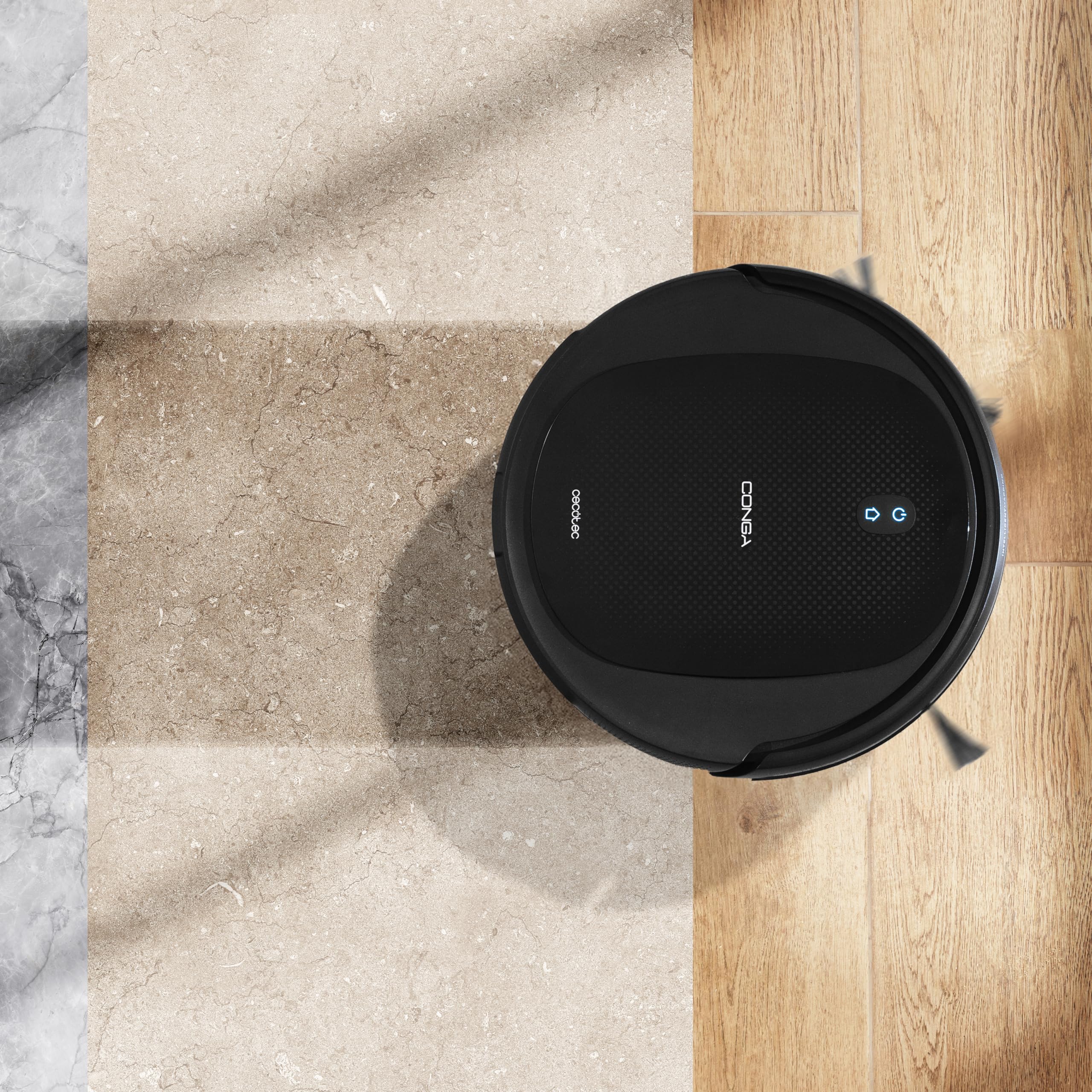 Cecotec Robot odkurzający Conga M20. Schludna nawigacja żyroskopowa, ciśnienie ssania 7000Pa, autonomia 160 minut, czujniki zapobiegające upadkowi i szczotka wielofunkcyjna, TotalSurface, kontrola