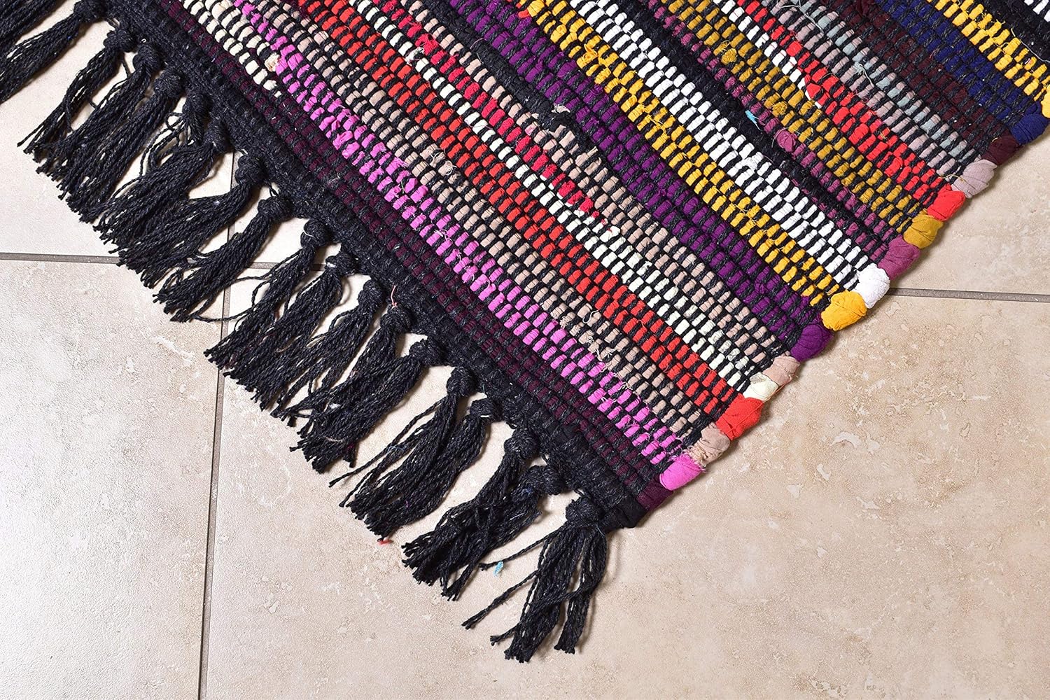 Rugs Area Rug Yogasan Handwoven Thick Cotton Long Soft Runner Yoga Carpet Flooring Handmade Reversible Multicolor Mat 24''x 60''