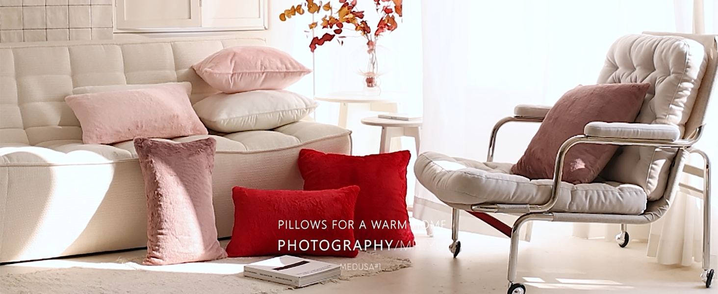 Amazon.com: Demetex Pillow Covers 26x26 Pink Faux Fur Throw