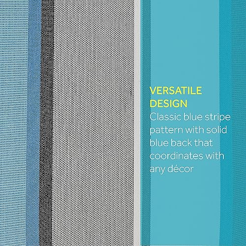Miniatura 5 de Suntastic Sundeck Stripe - Juego de 4 cojines y almohadas de comedor para exteriores e interiores, para muebles de patio, azul capitán
