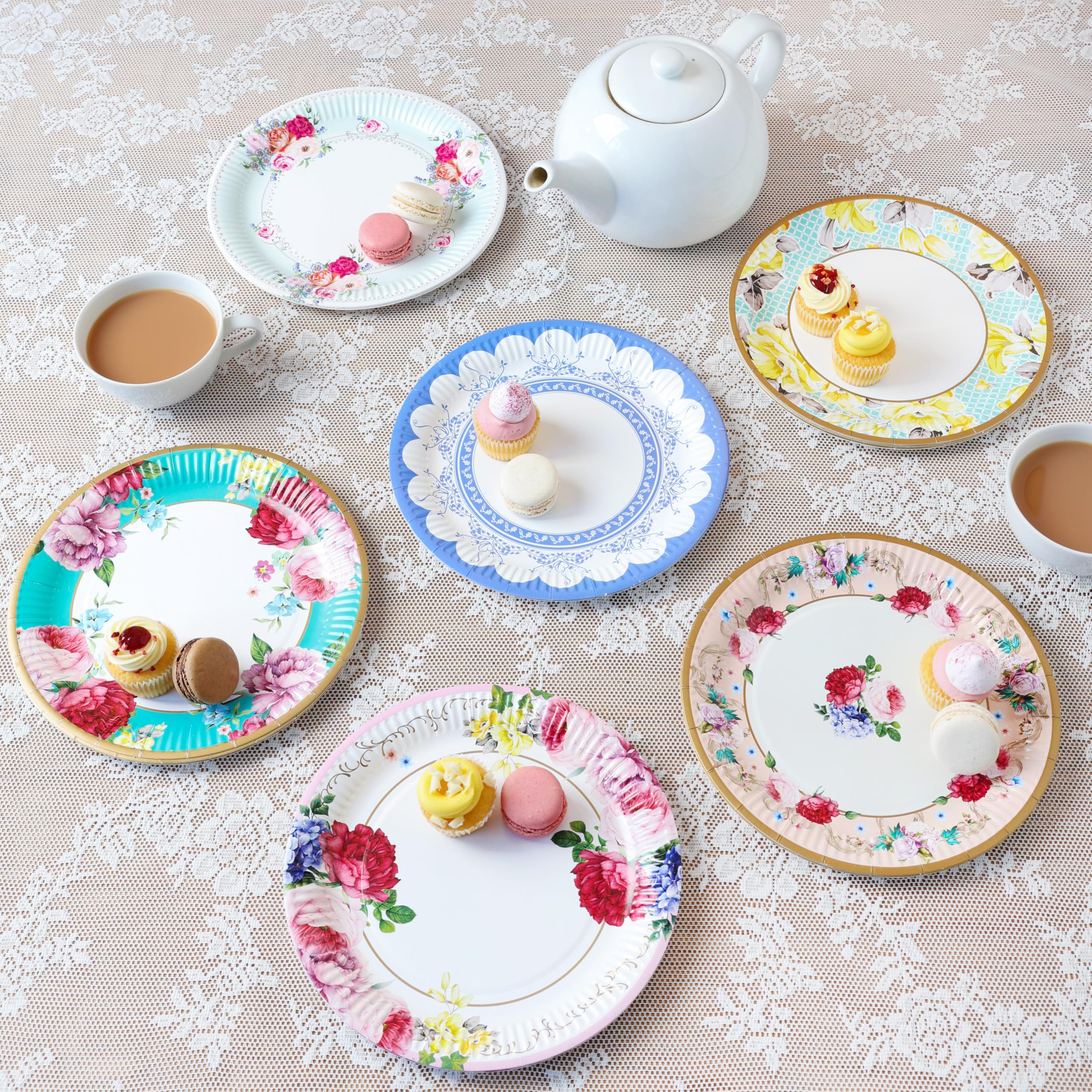 Talking Tables Pack of 24 Afternoon Tea Vintage Floral Paper Plates | Truly Scrumptious | for Birthday Party, Baby Shower, Wedding and Anniversary, Disposable Tableware,23 centimeters