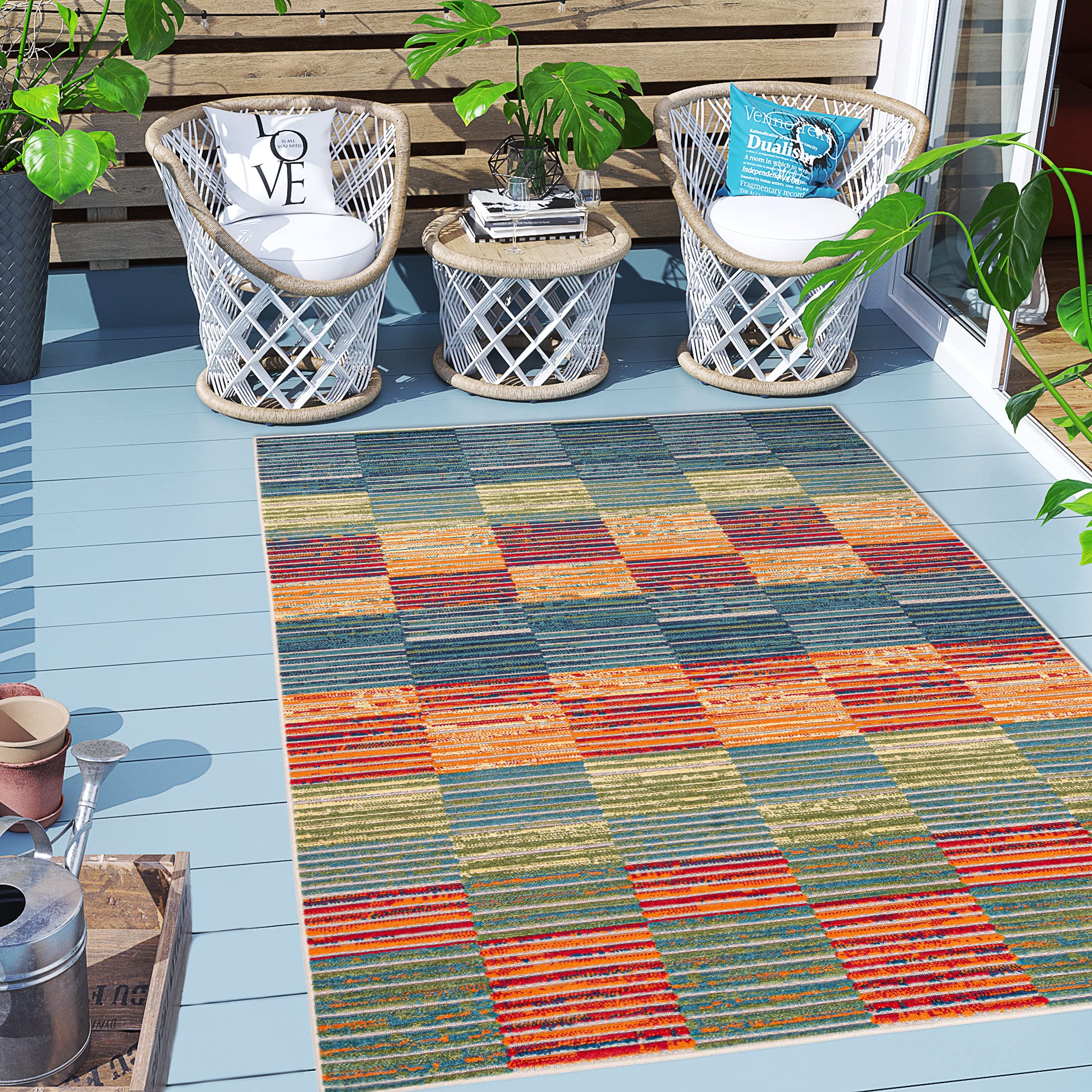 Carpeto Grand Intérieur et Extérieur Tapis Balcon 160x230cm Crème Décoratif