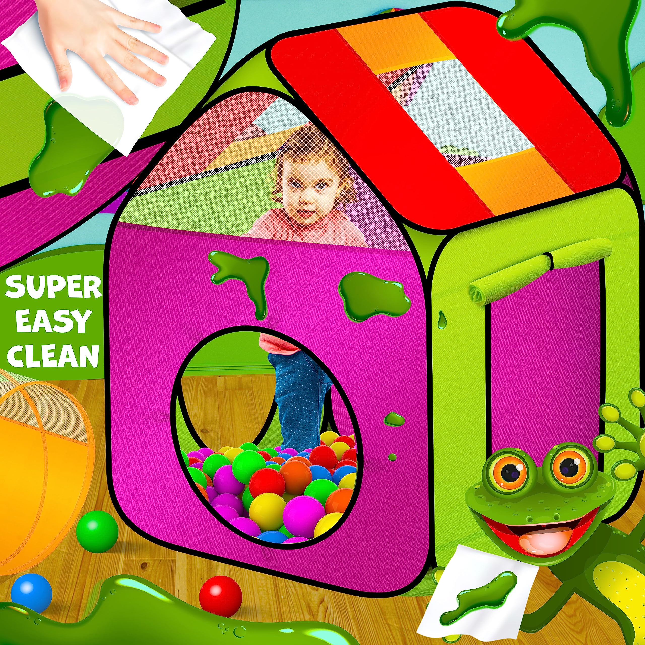 KIDIZ® Tenda da gioco per bambini, 200 palline, ideale per la casa e il giardino, borsa | tunnel | XXL