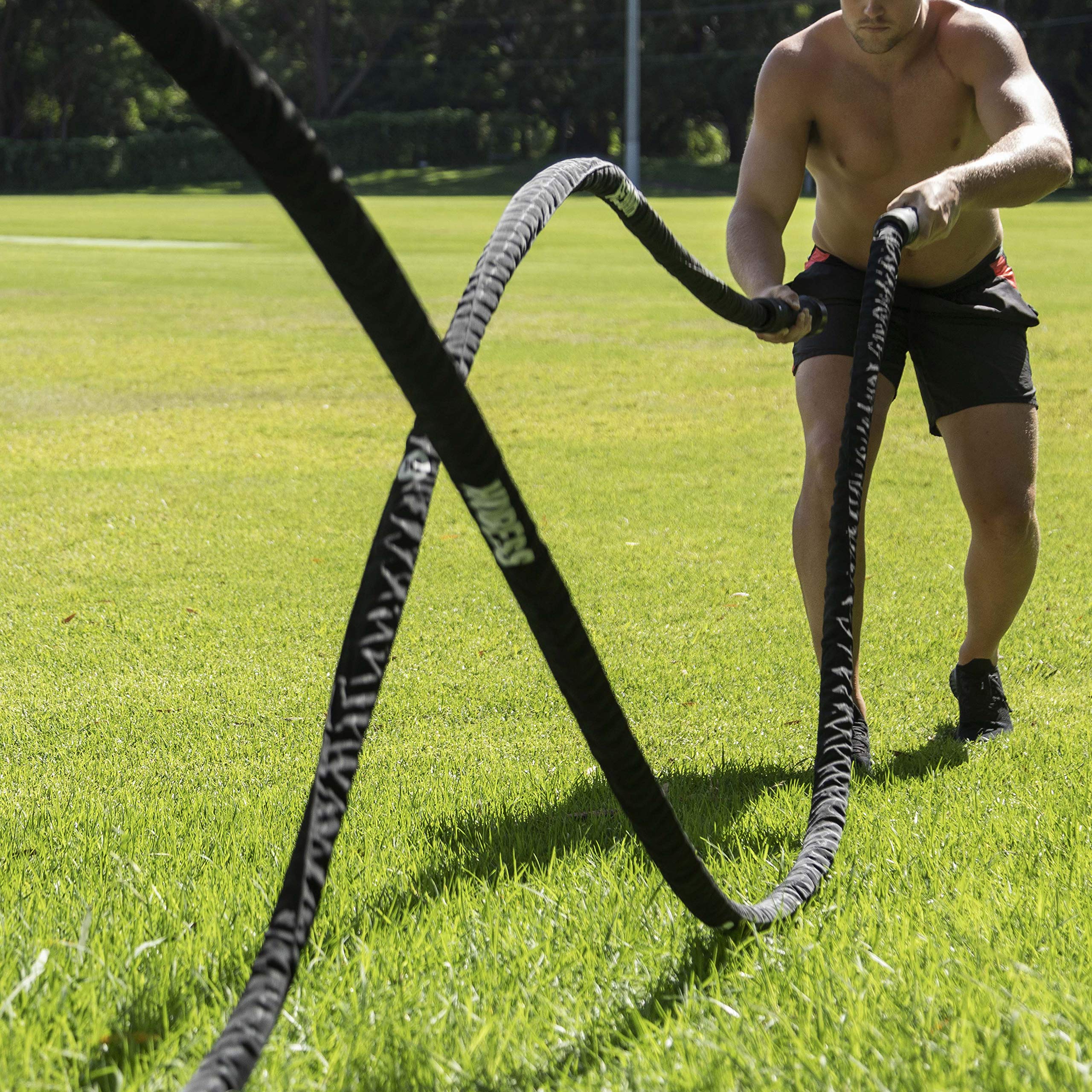 Mounting Battle Ropes Battle Ropes with Anchor Strap and Wall Mount | Premium Non-Slip Handle ...