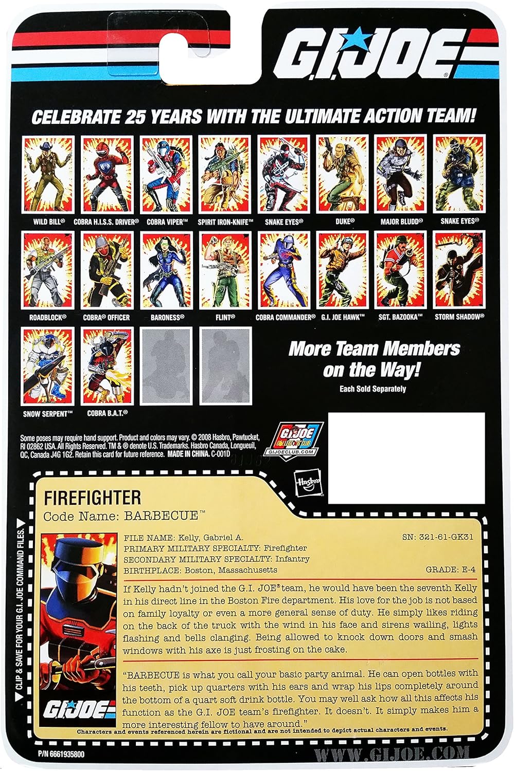 G.I. Joe 25th Anniversary Comic Series Cardback: Barbecue (Firefighter) 3.75 Inch Action Figure