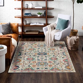 Mohawk Home Grove Elms Beige 7' 10 x 10' Boho Floral Area Rug Perfect for Living Room, Dining Room, Office