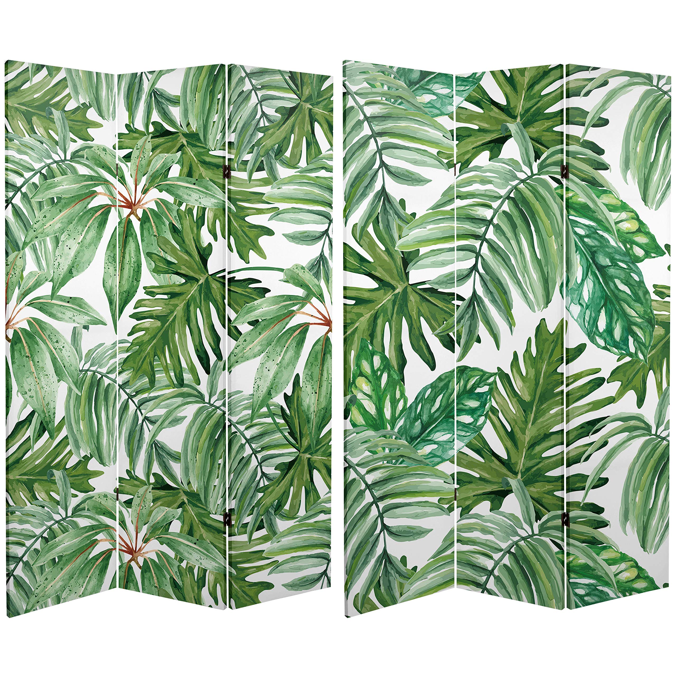 Red Lantern 6 ft. Tall Double Sided Palm Leaves Canvas Room Divider