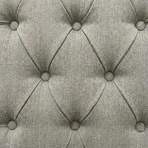 Miniatura 7 de AC Pacific Natalie Tufted Dining Chairs, Contemporary Upholstered Home Kitchen Armless Parson Seat with Rolled Top, Set of 2,Light Grey