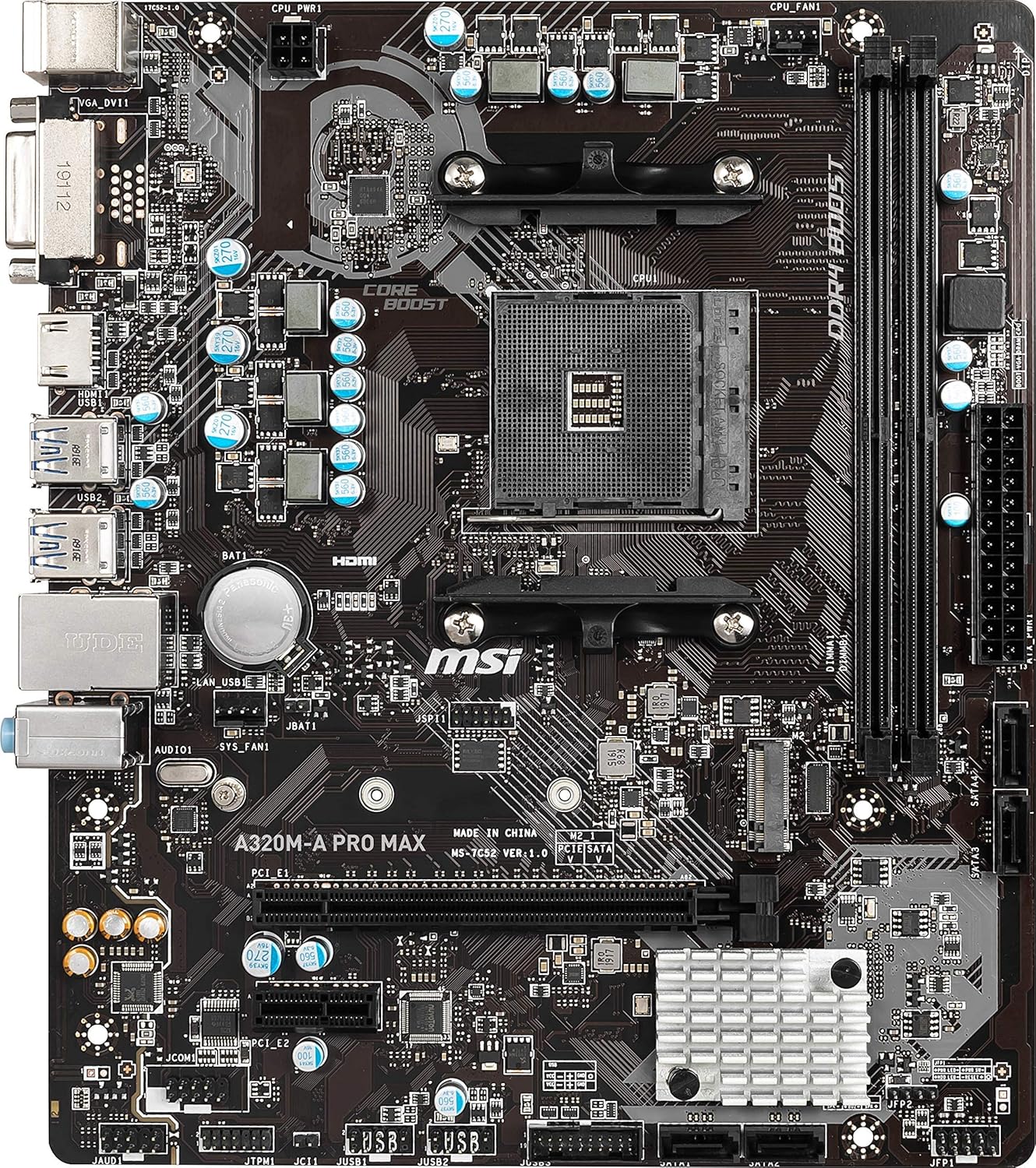 MSI A320MA PRO MAX mATX Motherboard with MSI MAG CORELIQUID 360R CPU