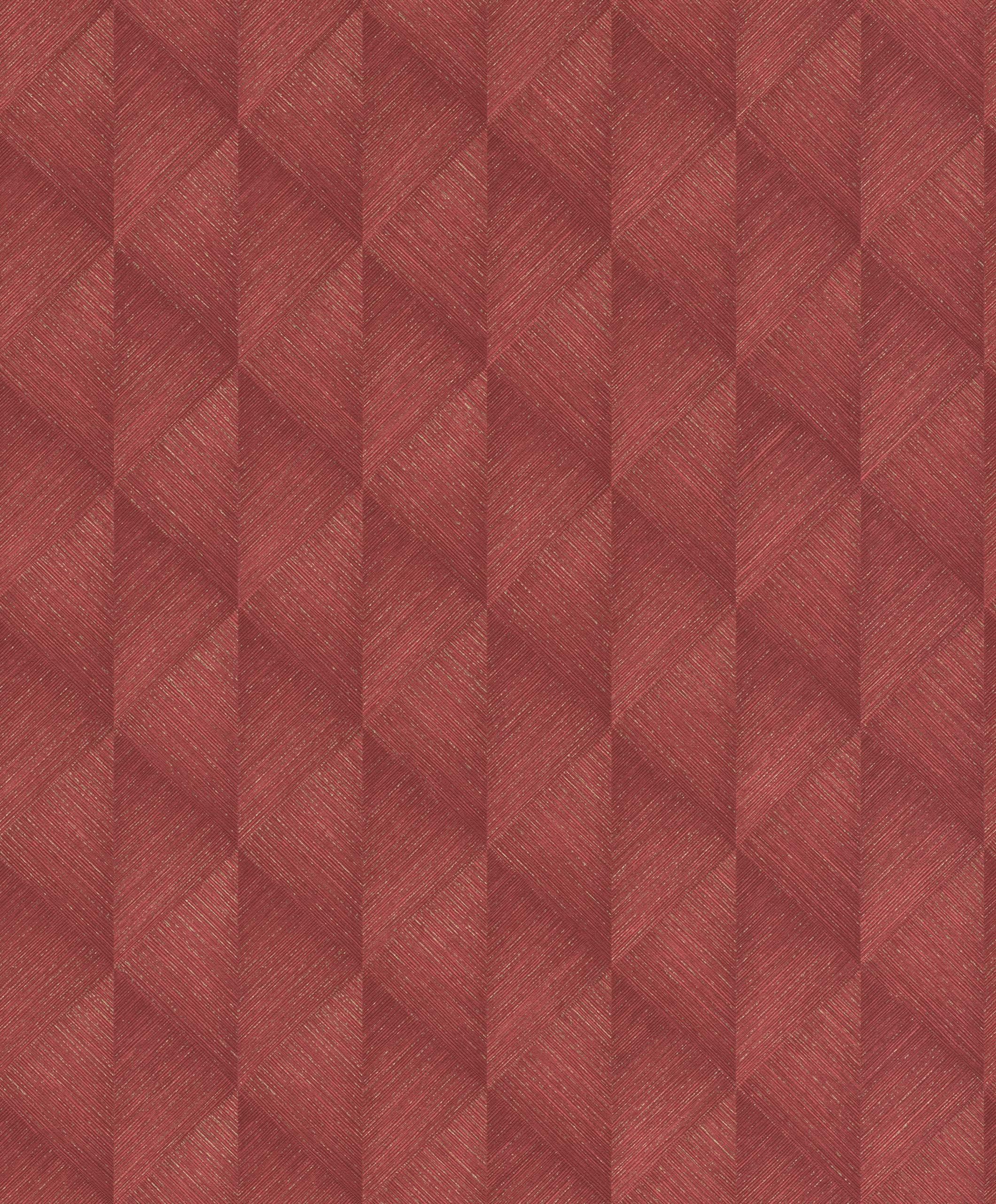 Rasch Tropical House 687965 - Papel pintado, diseño geométrico en 3D, color rojo y dorado