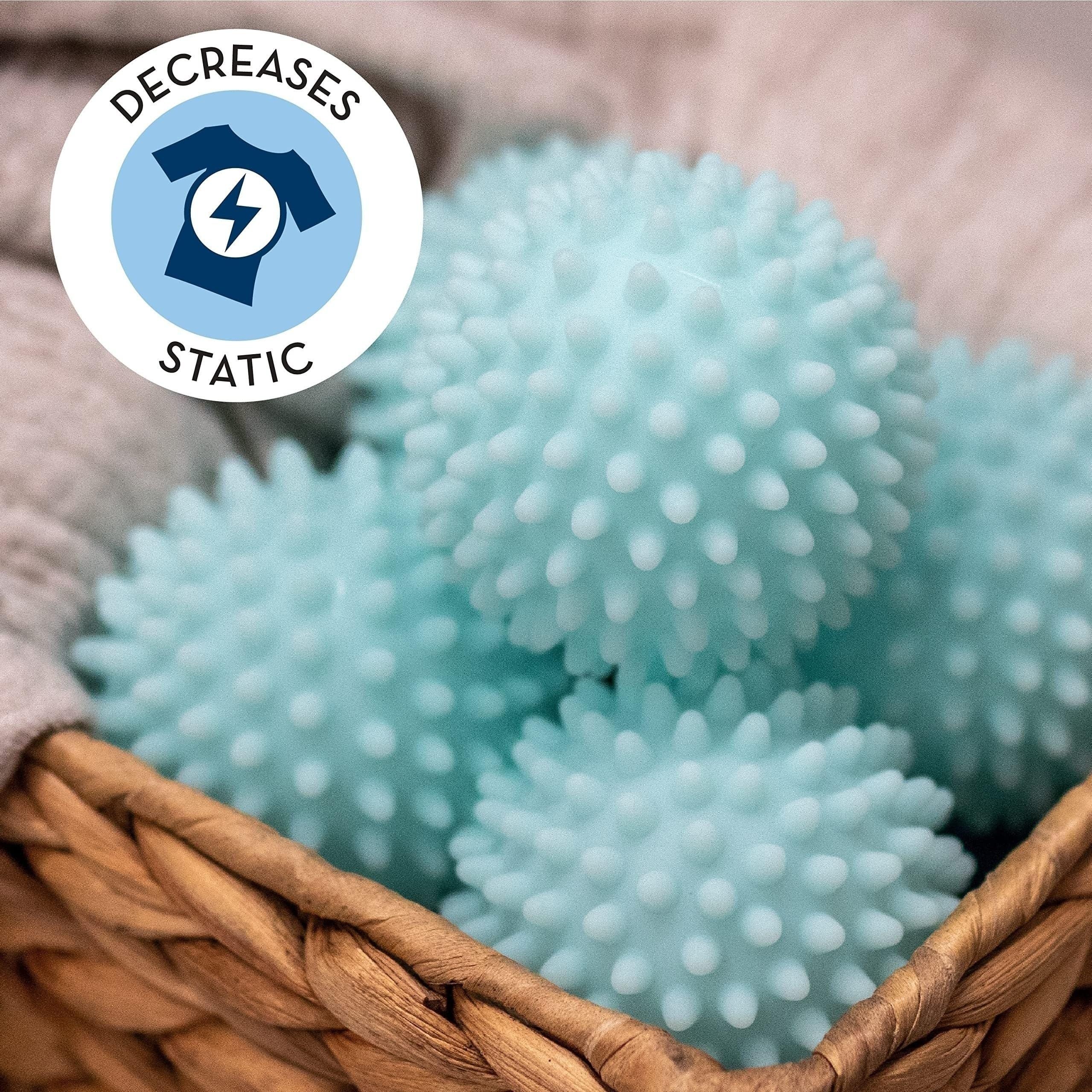 Bolas reutilizables para secadora de ropa, suavizante de tela antiestático de plástico azul cielo, reduce las arrugas, suministros de limpieza sostenibles, ayuda esencial de lavado y secado para 5