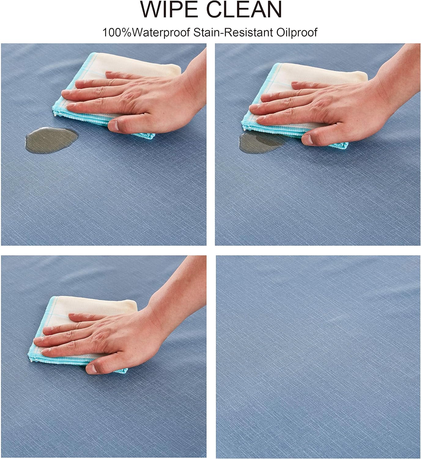 NLMUVW Blue Vinyl Tablecloth Heavy Duty, 100% Waterproof Oil Proof PVC Table Cloth Wipe Clean Table Cover for Kitchen Dining Picnic, 54 x 96 inch