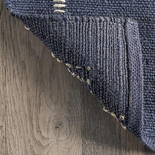 Miniatura 7 de nuLOOM Jacki Alfombra bohemia de yute tejida a mano, 8 x 10 pies, color carbón