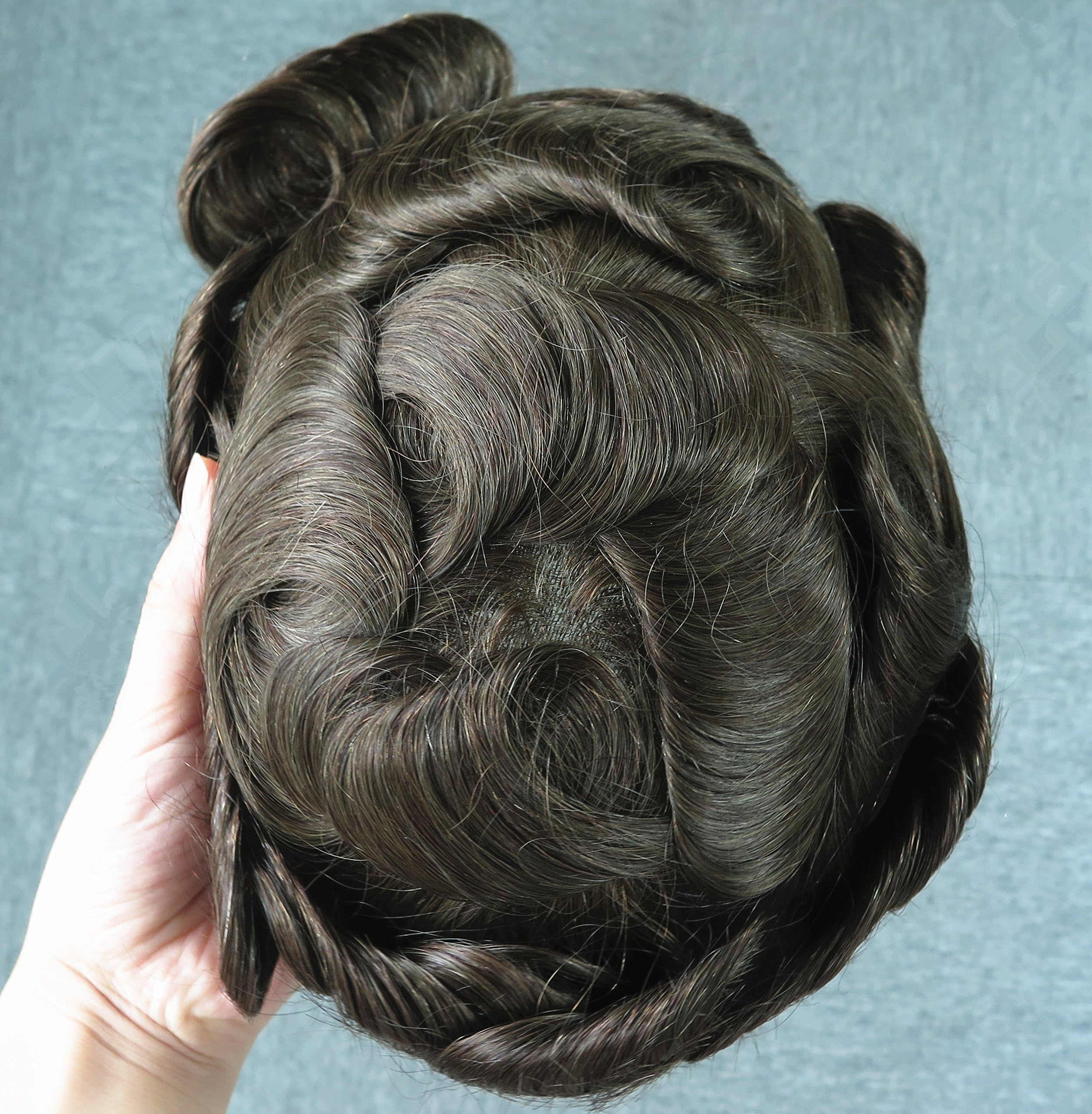 Toupee Hair Replacement System Poly Skin Hairpieces for Men Medium Density #6