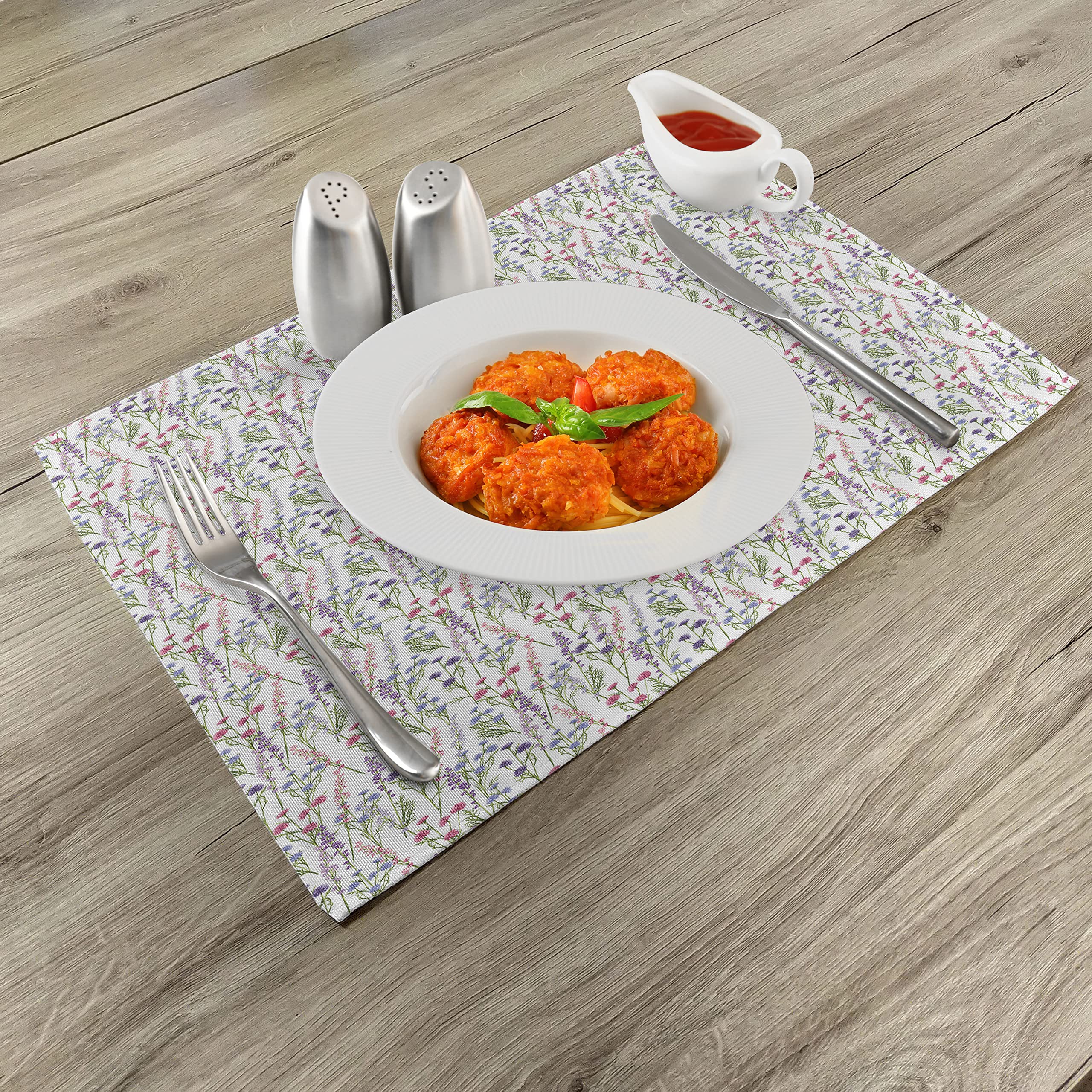 ABAKUHAUS Natura Tovaglietta Americana Set di 4, Mappa Animali Locali Mondo, Tovagliette in Tessuto Lavabile per Tavolo da Pranzo Cena, Multicolore