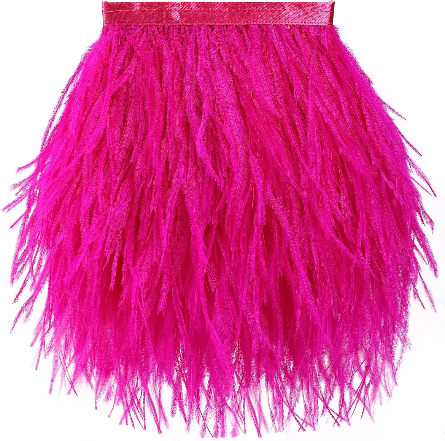 Soarer Fuchisa Ostrich Feather Trim - 1.5Ply 4-5Inch 2Yards Feathers Fringe Trim for DIY Sewing Clothing,Halloween Home Party(1.5ply-Fuchisa)