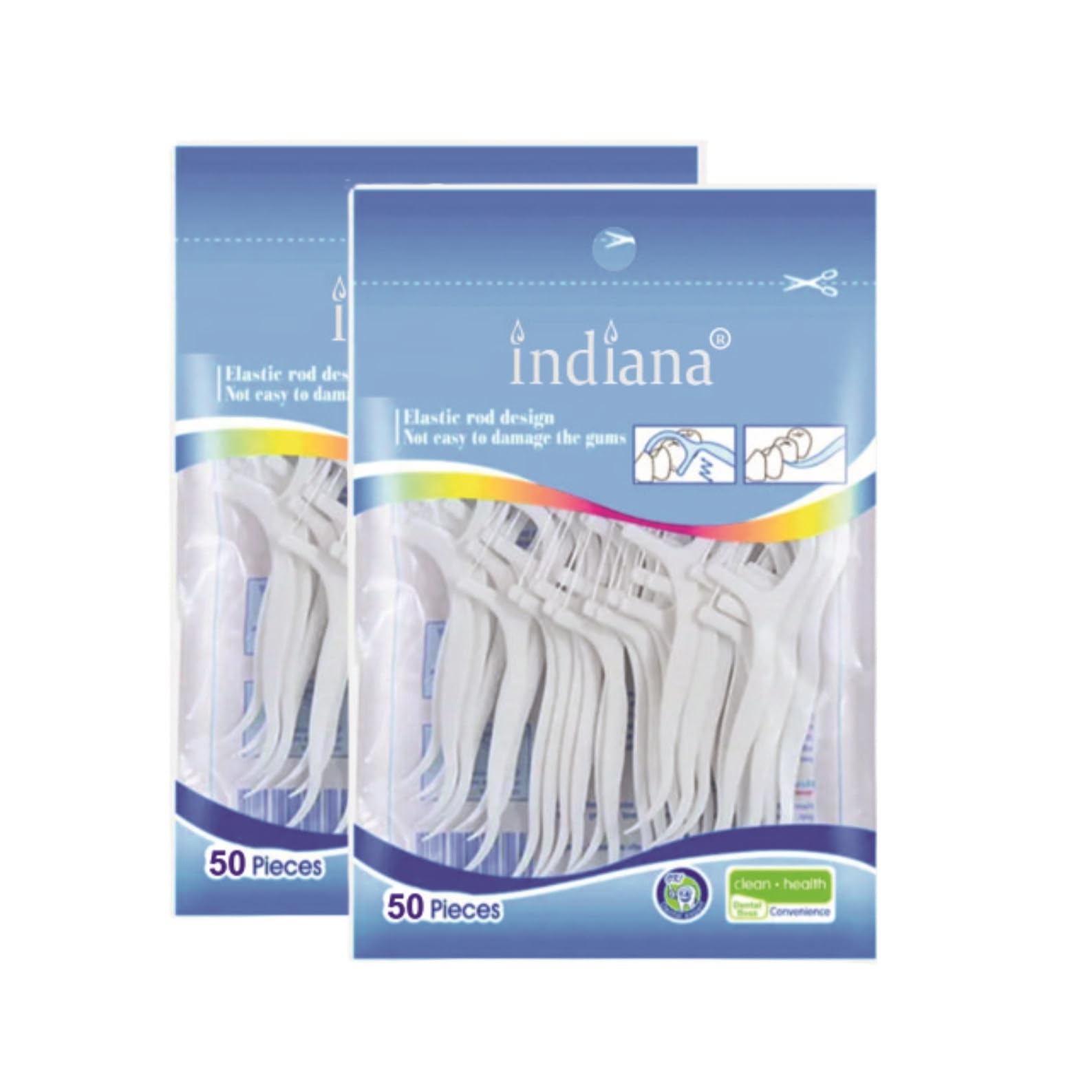 Indiana 3 in 1 Tooth Cleaning Dental Floss [100 Pcs] Toothpicks Plastic Set for Clean Teeth Fresh Breath and Healthy Gums, 50 Piece each Set (White)-image-31