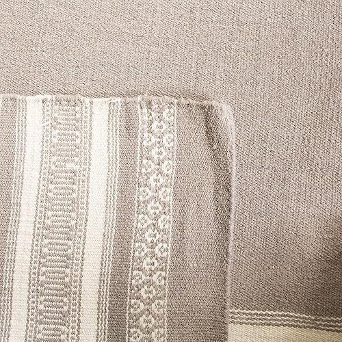 Miniatura 5 de SAFAVIEH Dhurries Collection DHU601A - Alfombra de lana de tejido plano de primera calidad hecha a mano de 5 x 8 pies, color marrón claro