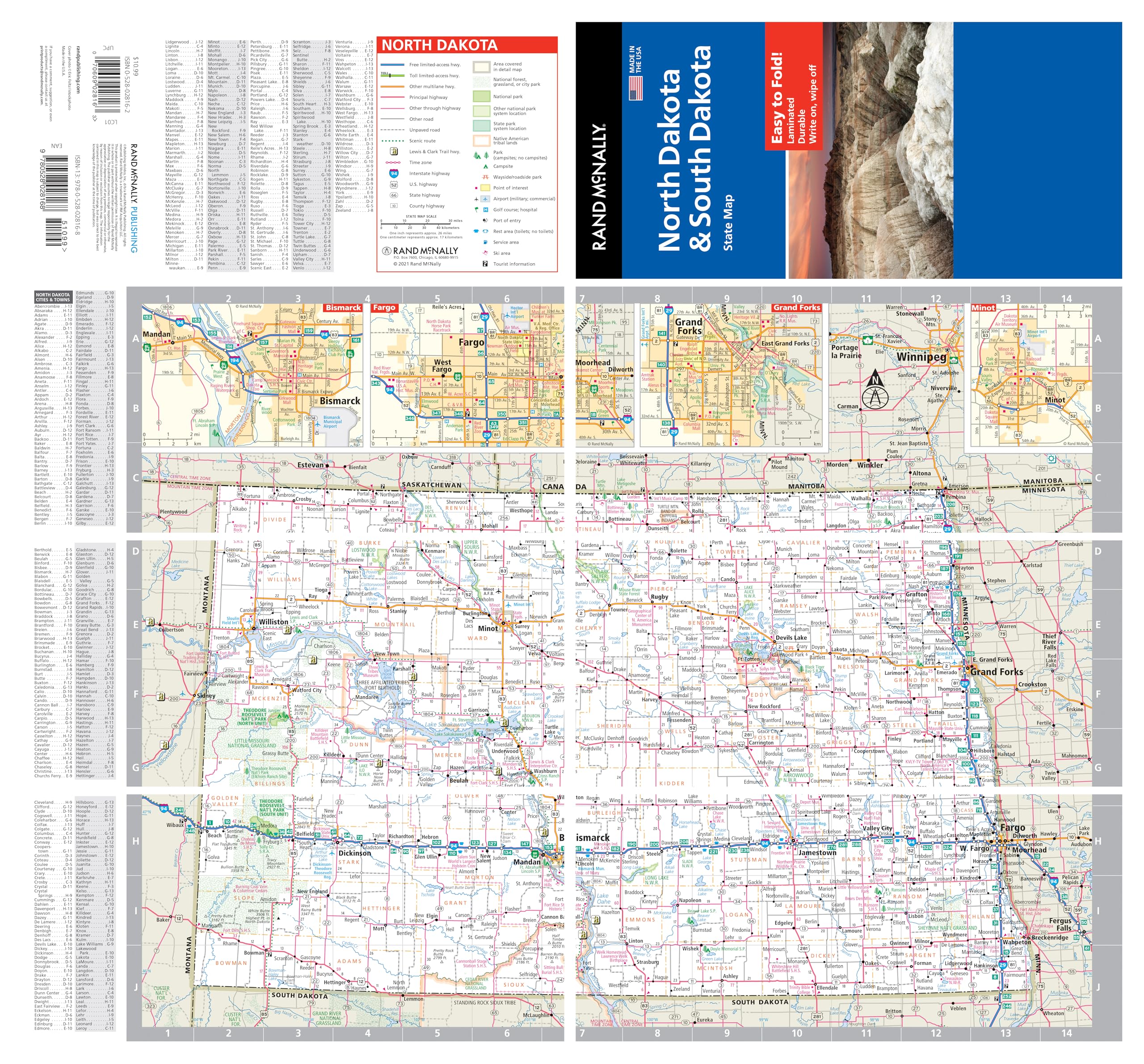 Rand McNally Easy to Fold: North Dakota, South Dakota Laminated Map - Image 3