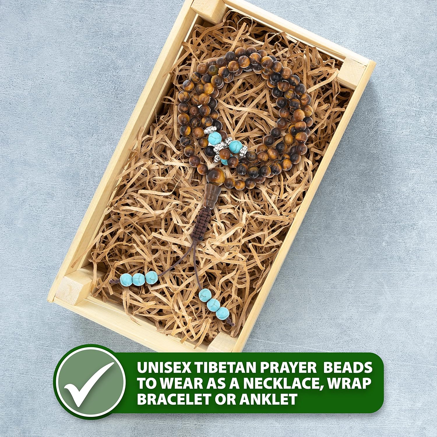 Mudra Crafts Buddhist Prayer Beads Tiger Eye Mala Beads 108 Necklace Bracelet - Tiger Eye Prayer Beads for Men Women - Tibetan Mala Beads for Yoga Meditation - Image 6