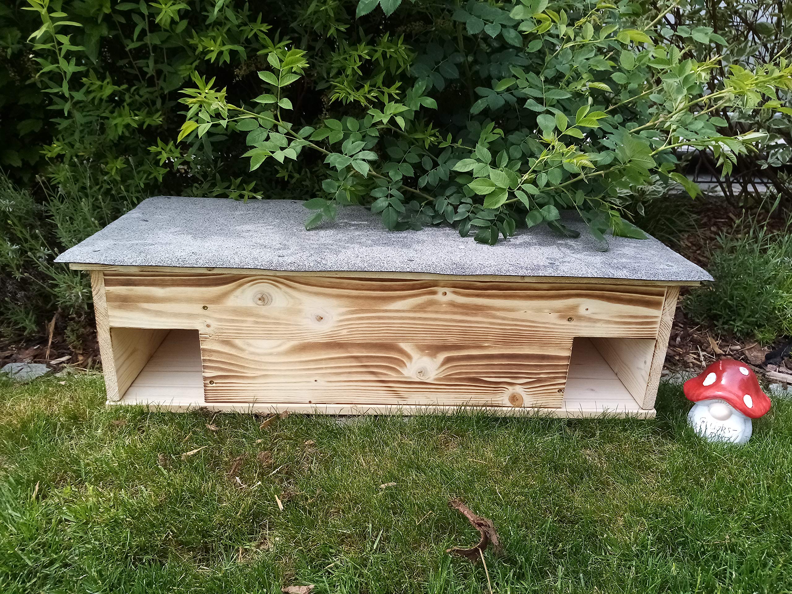 Igelhaus XL Igelschutz geflammt Dachpappe Isolierung handgemacht Boden Gratis Stroh84x40x25cm